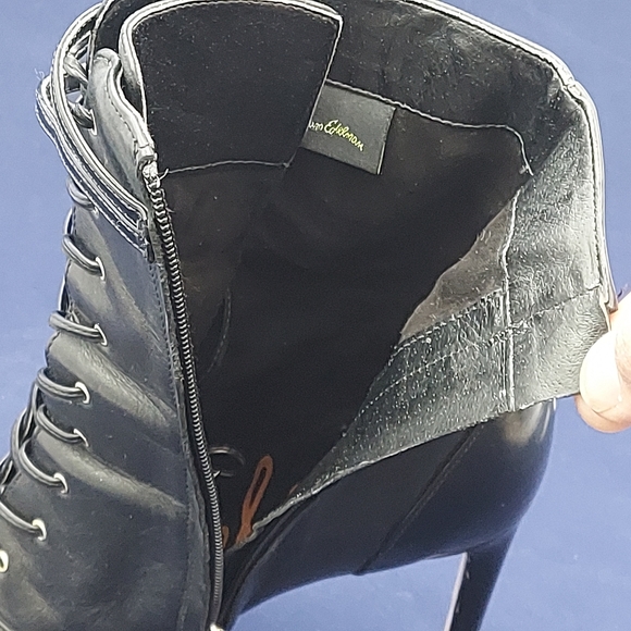 Laceup Leather Stiletto Ankle Boots sz 7.5 - Picture 7 of 7